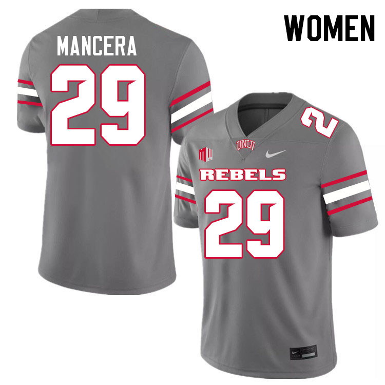 Women #29 Isaac Mancera UNLV Rebels College Football Jerseys Stitched-Grey